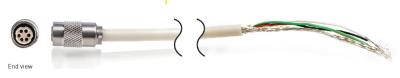Miniature, 4-conductor, shielded, flexible silicone rubber cable, 30-in, 6-socket plug to pigtails, ...