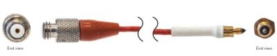 Low noise, coax, PTFE cable, 12-in, 1-64 RH male to 10-32 plug, for 2222C...